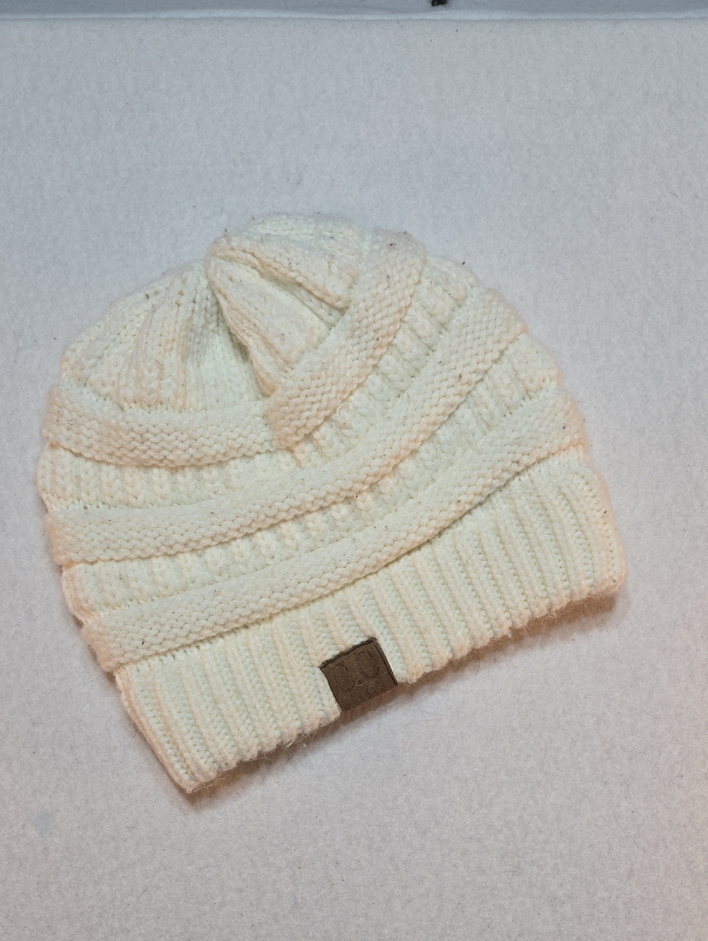 C.C. Cream Knit Beanie Hat